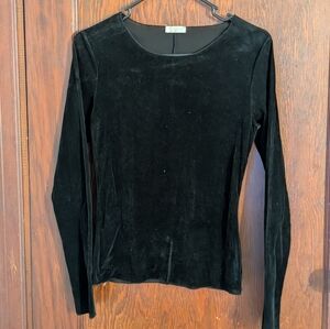 Intimately Free People Black Long Sleeve Velvet Top Size Small